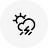 Simple icon of a sun and clouds with a lightning bolt